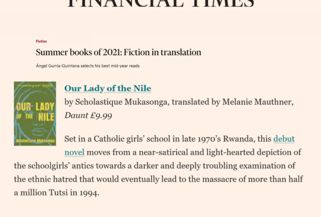 Financial Times : Summer books of 2021: Fiction in translation