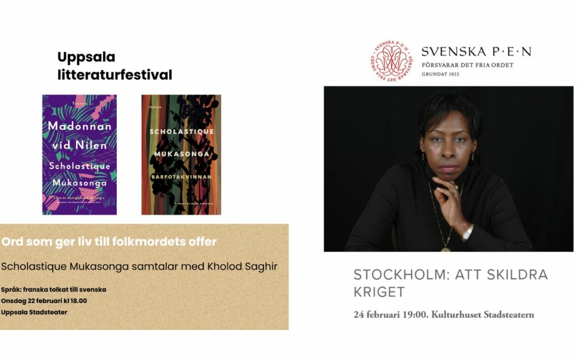 Je suis invitée en Suède pour 2 rencontres à Uppsala et à Stockholm pour présenter mes 2 livreses “Barfotakvinnan” et “Madonna vid Nilen” scholastique Mukasonga