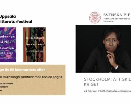 Je suis invitée en Suède pour 2 rencontres à Uppsala et à Stockholm pour présenter mes 2 livreses “Barfotakvinnan” et “Madonna vid Nilen” scholastique Mukasonga